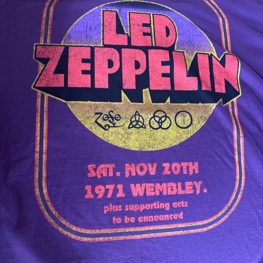 Urban Outfitters Led Zeppelin Wembley Stadium Purple Graphic Tee Shirt Dress - Picture 9 of 10